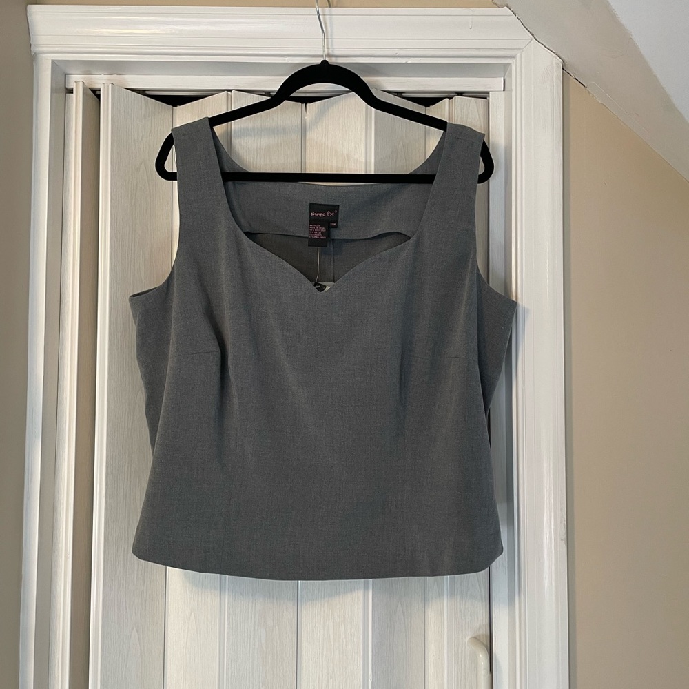 Shape FX Gray V Neck Tank Top NWT